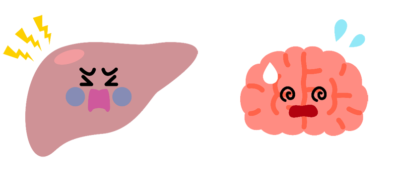 肝臓と脳の不調のイメージ